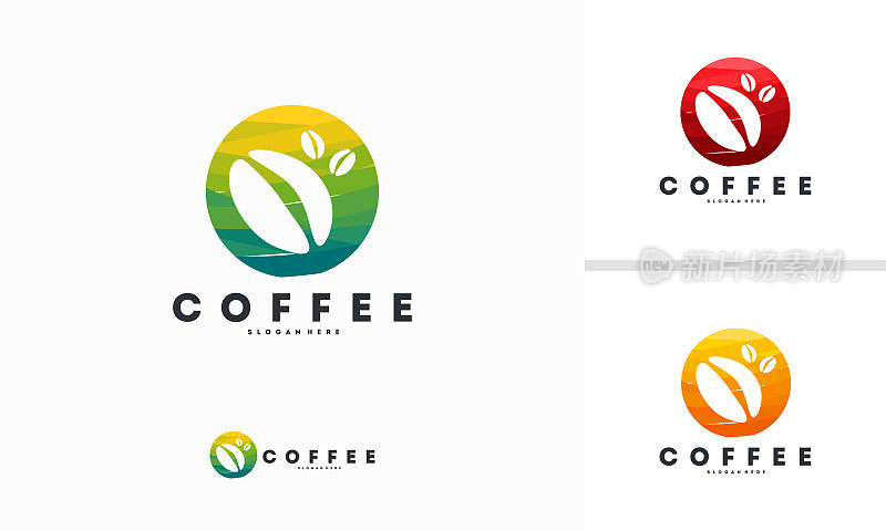 Abstract Circle Coffee bean logo designs concept vector